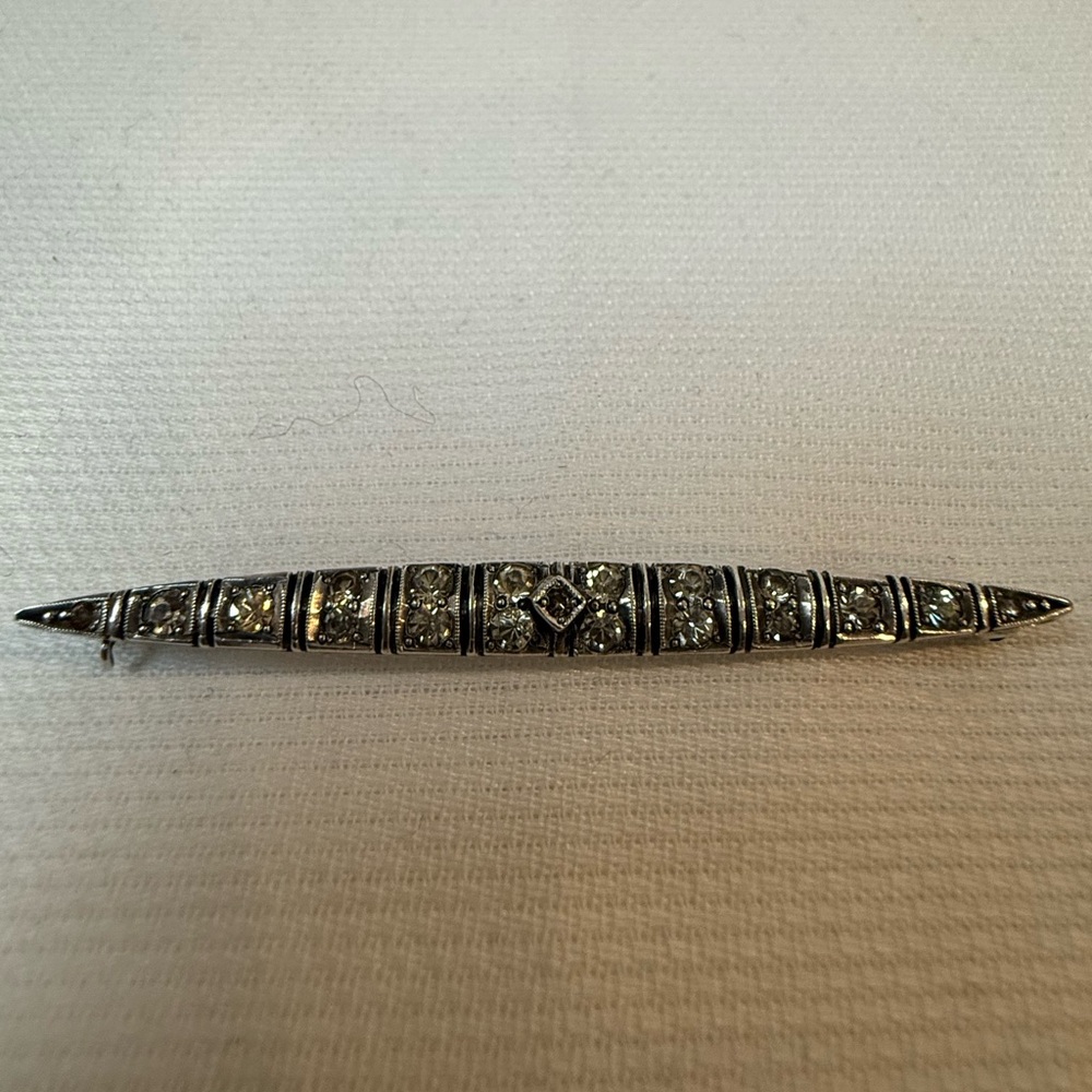 Vintage Sterling Silver Bar Pin Brooch, Deco